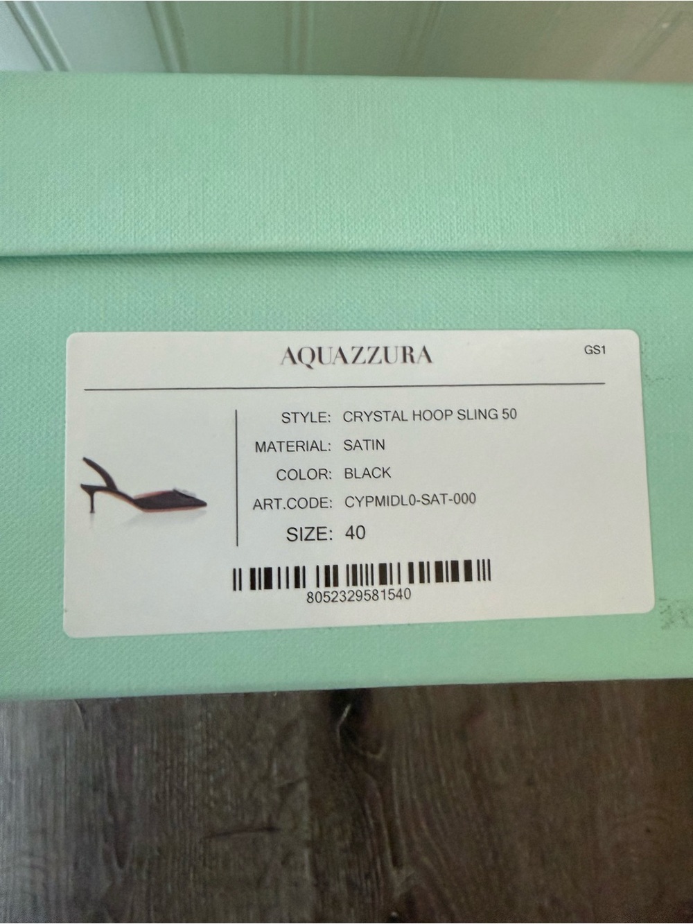 Aquazzura Crystal Hoop Sling 50 Black Satin Crystal Pumps Size 40 NEW - Picture 8 of 8